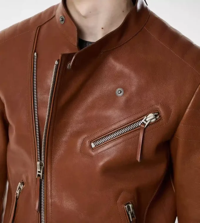 Asymmetrische Racerjacke aus Büffelleder Asymmetrische Racerjacke aus Büffelleder