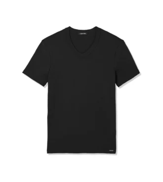 Baumwoll-T-Shirt mit V-Ausschnitt