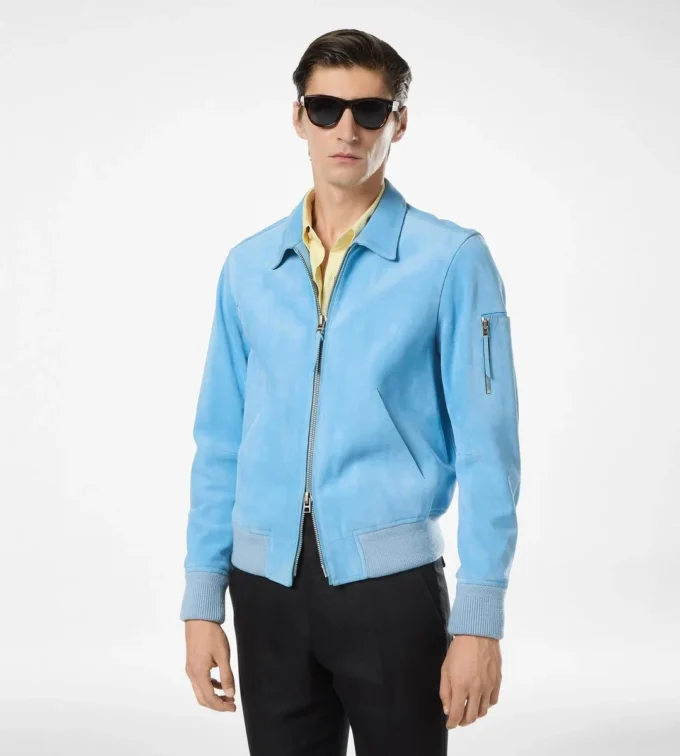 Blouson mit Kragen aus Kaschmir-Wildleder Blouson mit Kragen aus Kaschmir-Wildleder