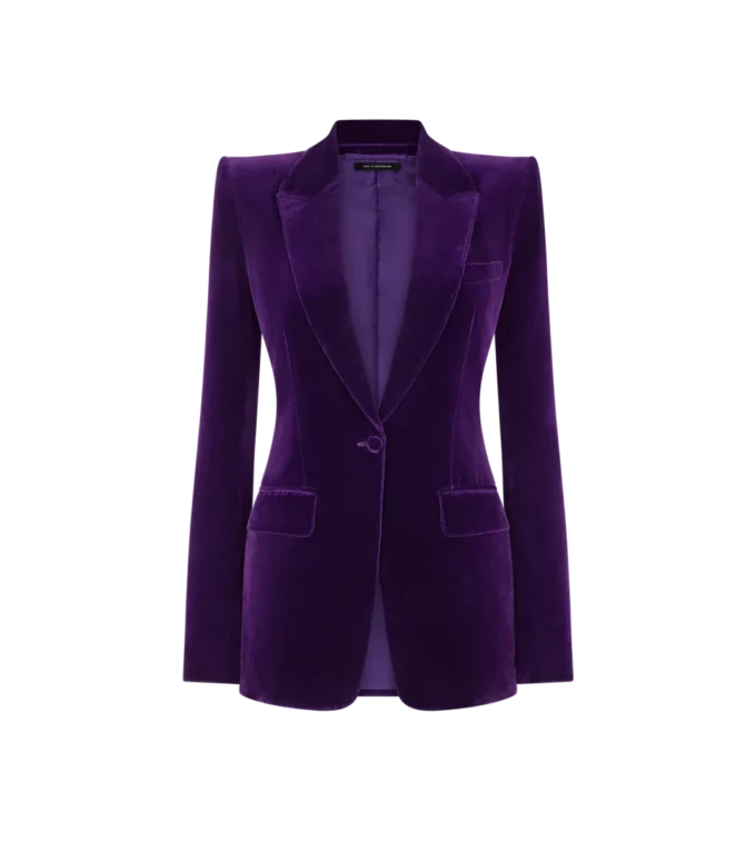 Einreihige Jacke aus Baumwollsamt Einreihige Jacke aus Baumwollsamt