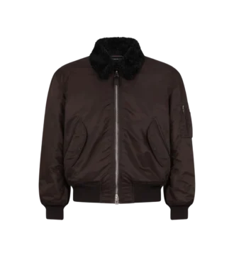 Fliegerjacke mit Nylon-Lammfellkragen
