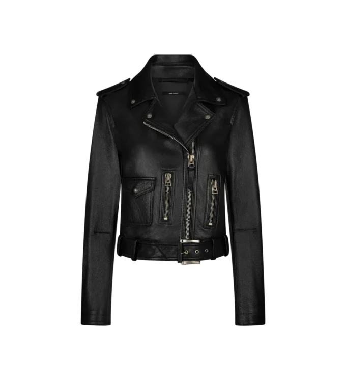 Glänzende Bikerjacke aus Plonge-Leder Glänzende Bikerjacke aus Plonge-Leder