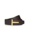 Grain Leather Ridge Buckle T Belt