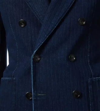 Indigo-Jacke mit Fischgrätenmuster