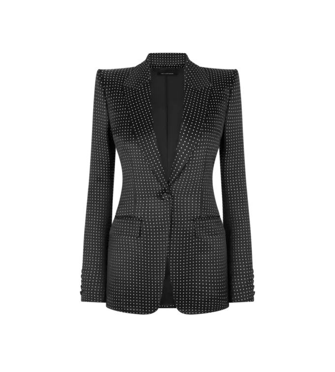 Jacquard-Polka-Dot-Duchesse-Einreiherjacke Jacquard-Polka-Dot-Duchesse-Einreiherjacke