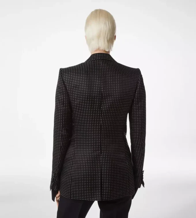 Jacquard-Polka-Dot-Duchesse-Einreiherjacke Jacquard-Polka-Dot-Duchesse-Einreiherjacke
