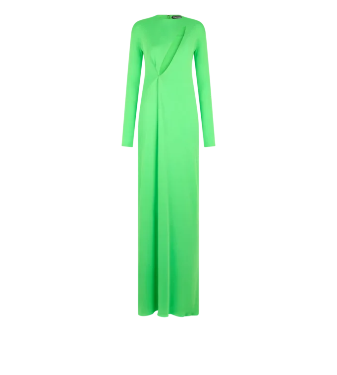 Langärmeliges Abendkleid mit Schlitz vorne Langärmeliges Abendkleid mit Schlitz vorne