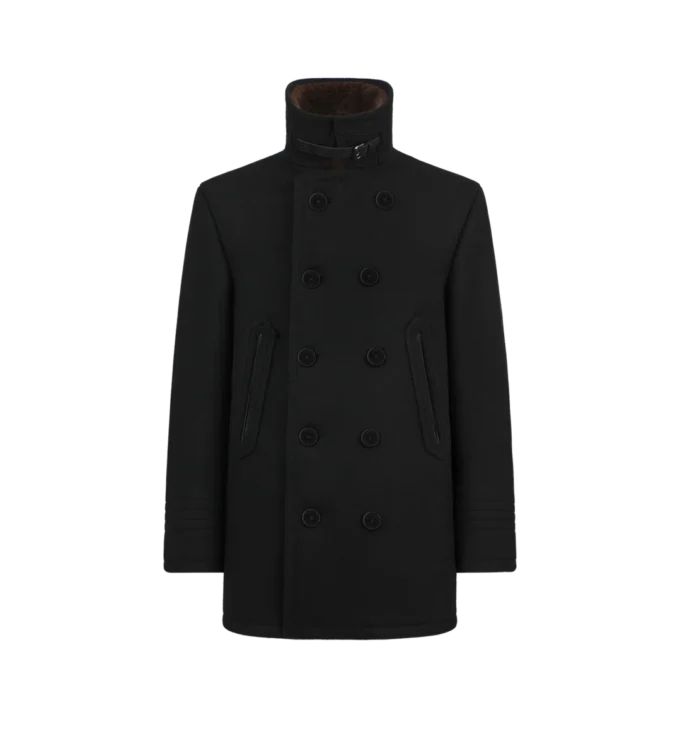 Peacoat aus Melton-Wolle und Lammfell Peacoat aus Melton-Wolle und Lammfell