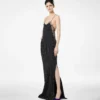 Polka Dot Seidenkrepp-Camisole-Abendkleid mit Spitzendetails Polka Dot Seidenkrepp-Camisole-Abendkleid mit Spitzendetails