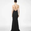 Polka Dot Seidenkrepp-Camisole-Abendkleid mit Spitzendetails Polka Dot Seidenkrepp-Camisole-Abendkleid mit Spitzendetails