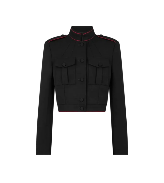 Schicke Offiziersjacke aus Wollgabardine mit Paspelierung