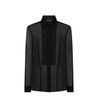 Seidenchiffonhemd mit Plastron