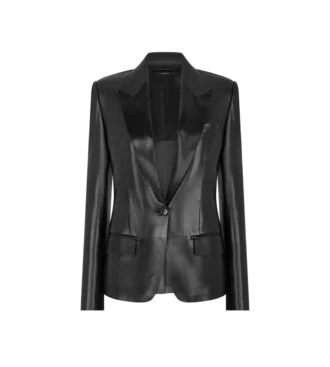 Seidige Guanteria-Lederjacke mit Einreiher Seidige Guanteria-Lederjacke mit Einreiher