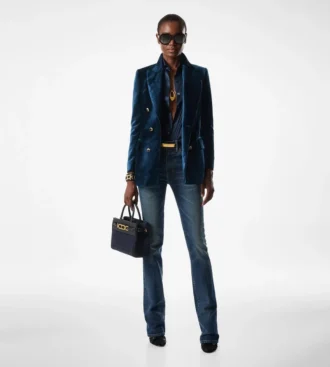 Stretch-Raw-Denim-Hose mit ausgestelltem Bein Stretch-Raw-Denim-Hose mit ausgestelltem Bein