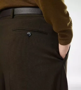 Wolle Kaschmir Seide Reps Hose mit doppelter Falte Wolle Kaschmir Seide Reps Hose mit doppelter Falte