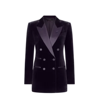Zweireihige Smokingjacke aus Samt mit Spitzkragen
